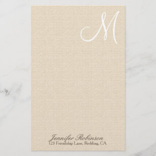 Elegant Raw Linen Minimalistic Stationery, Zazzle