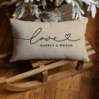 Rustic Linen Love Heart Script Couple Names