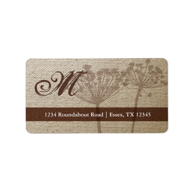 Rustic Linen Monogram Address Labels Large (Front)