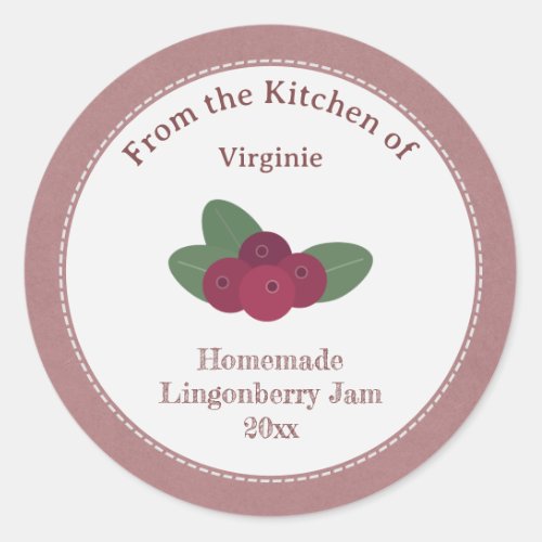 Rustic Lingonberry Jam Label Sticker