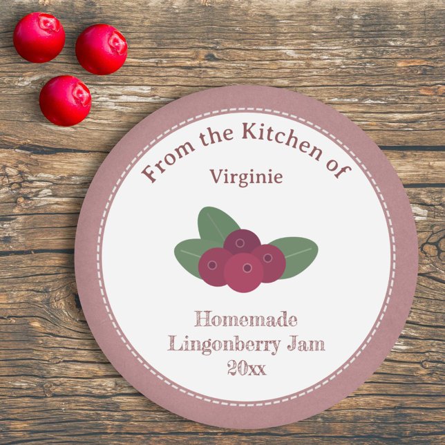 Rustic Lingonberry Jam Label Sticker (Rustic Lingonberry Jam Label Sticker)