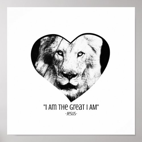 Rustic Lion Face In Heart Scripture Christian Poster