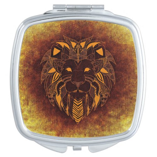 Rustic Lion Head Compact Mirror
