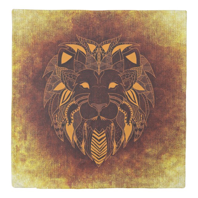 Rustic Lion Head Duvet Cover (Front)