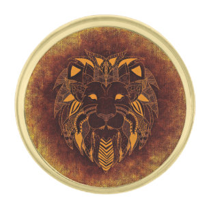 Rustic Lion Head Gold Finish Lapel Pin