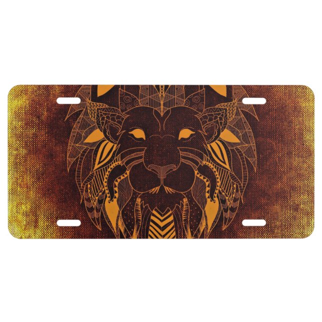 Rustic Lion Head License Plate (Front)