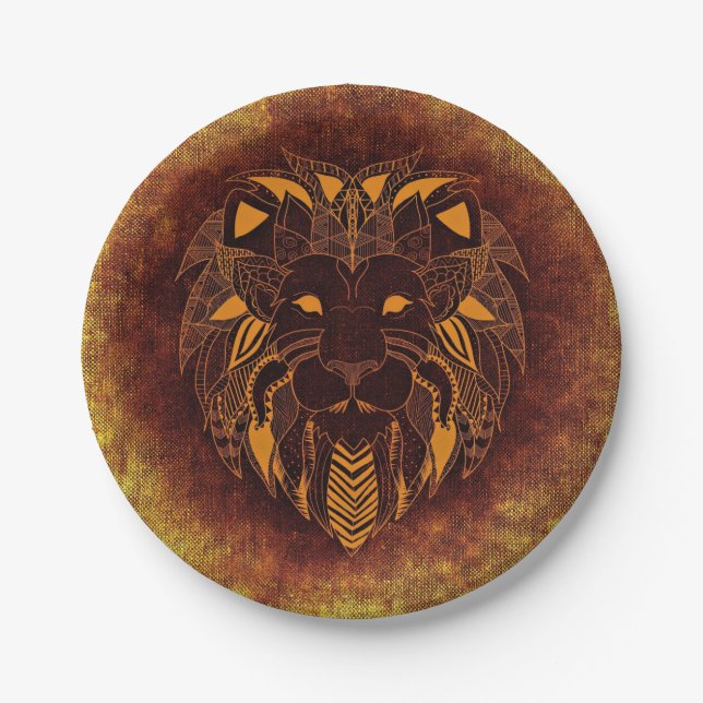 Rustic Lion Head  Paper Plates (Front)