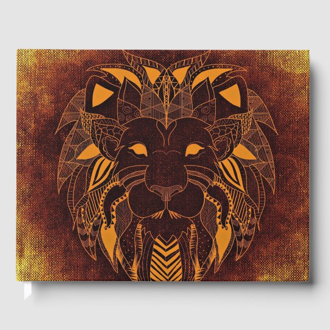 Rustic Lion Head Personal Guest Book (Front)
