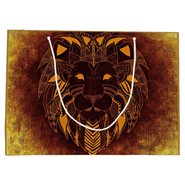 Rustic Lion Head Personal Large Gift Bag (Back)