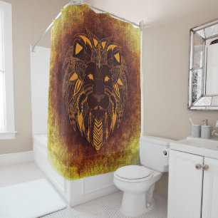 Rustic Lion Head Shower Curtain