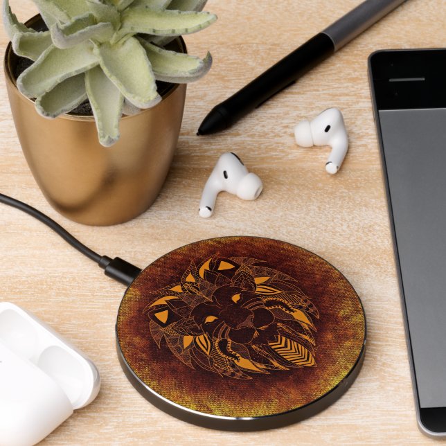 Rustic Lion Head Wireless Charger (Desk 2)