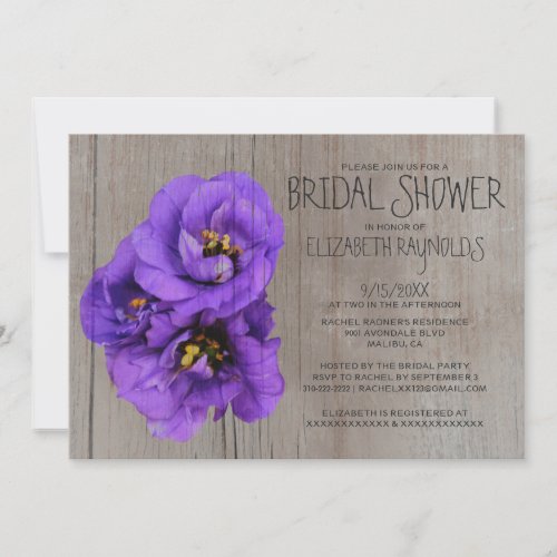 Rustic Lisianthus Bridal Shower Invitations