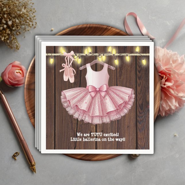 Rustic Little Ballerina Tutu Glitter Baby Shower Napkins (Creator Uploaded)