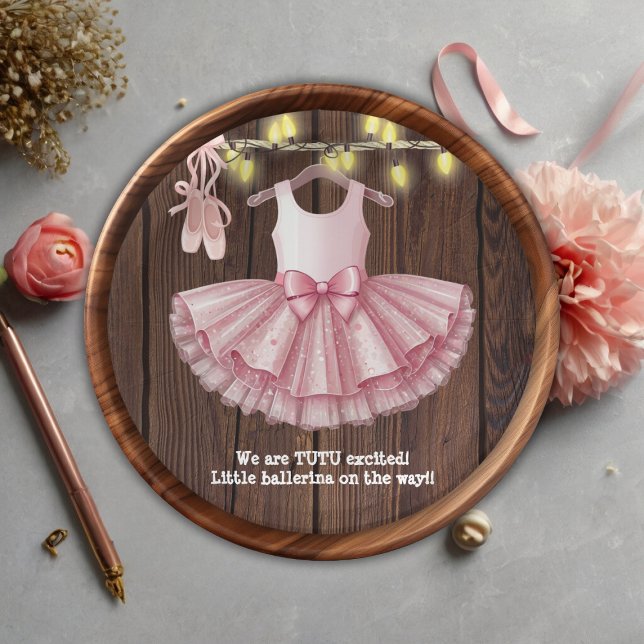 Rustic Little Ballerina Tutu Glitter Baby Shower Paper Plates (Creator Uploaded)