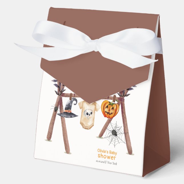 Rustic Little Boo Halloween Clothes Baby Shower  Favor Boxes (Front)