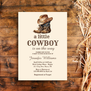 rustic little cowboy boots western baby shower invitation