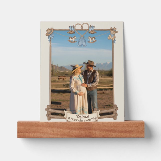 Rustic Little Cowboy Nursery Picture Ledge Art (Front)