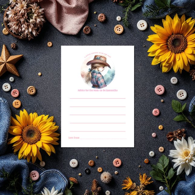 Rustic Little Cowgirl Baby Shower Advice Card (Rustic Little Cowgirl Baby Shower Advice Card)