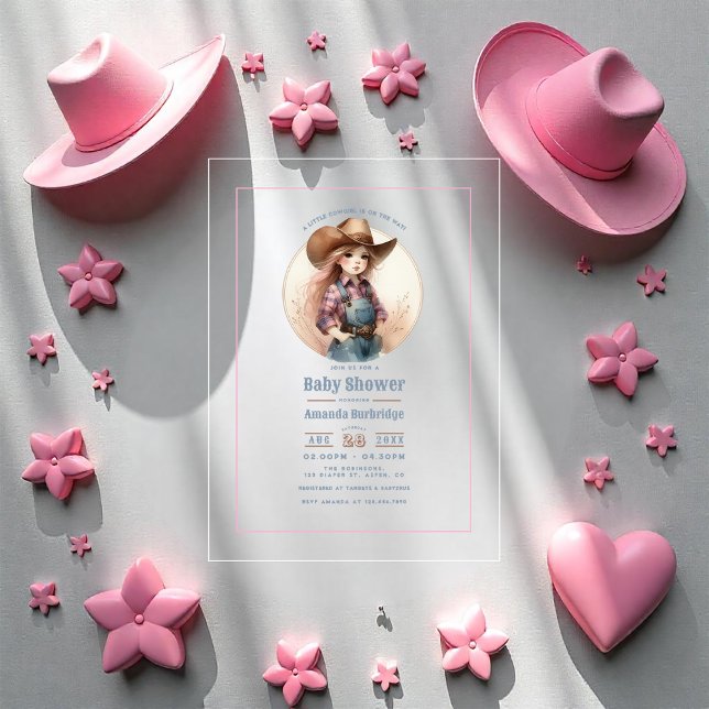 Rustic Little Cowgirl Western Baby Shower Acrylic Invitations (Rustic Little Cowgirl Western Baby Shower Acrylic Invitations)