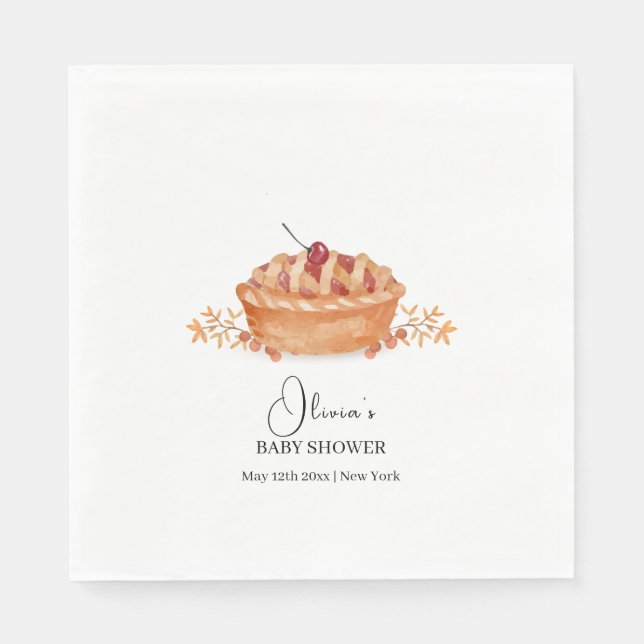 Rustic Little Cutie Pie Cherry Fall Baby Shower  Napkins (Front)