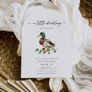 Rustic Little Duckling On The Way Duck Baby Shower Invitation