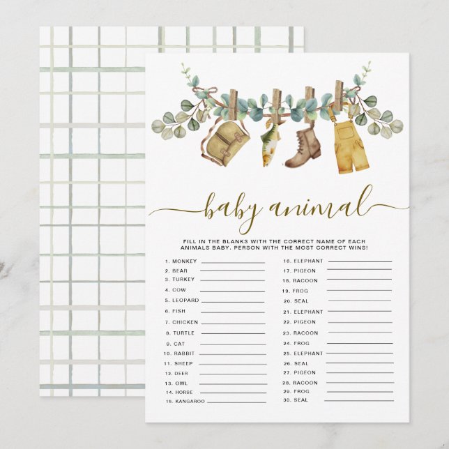 Rustic Little Fisherman Baby Animal Shower Card (Front/Back)