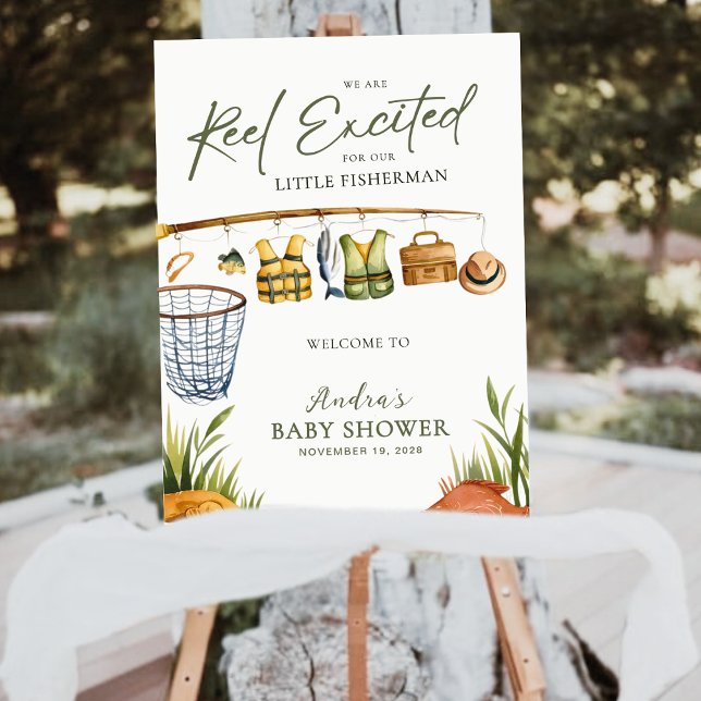 Rustic Little Fisherman Baby Shower Party Sign  (Creator Uploaded)