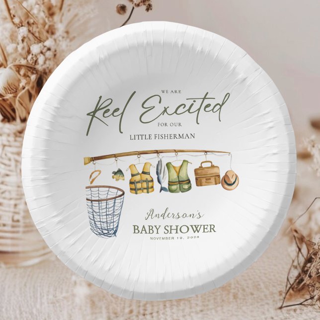 Rustic Little Fisherman Baby Shower Tableware Paper Plates (Creator Uploaded)