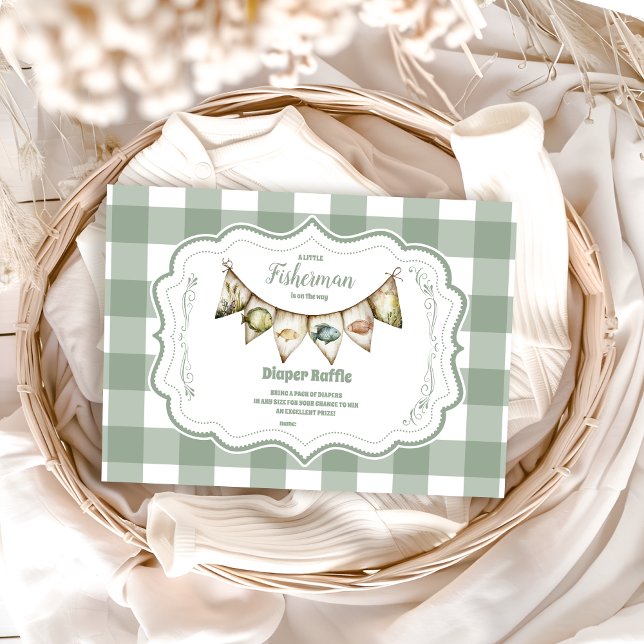 Rustic Little Fisherman Fishing   Diapper Raffle Enclosure Card (Creator Uploaded)