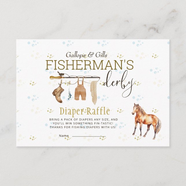 Rustic Little Fisherman’s Derby Baby Diaper Raffle Enclosure Card (Front)