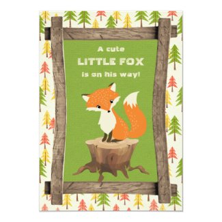 Rustic Little Fox Boy Baby Shower Card
