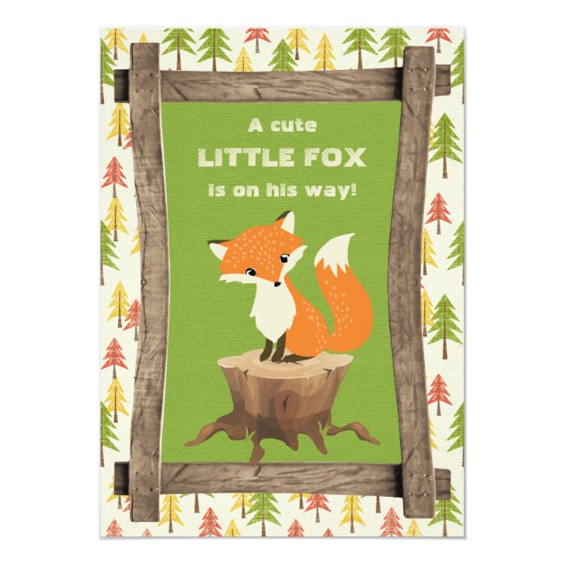 Rustic Little Fox Boy Baby Shower Invitation