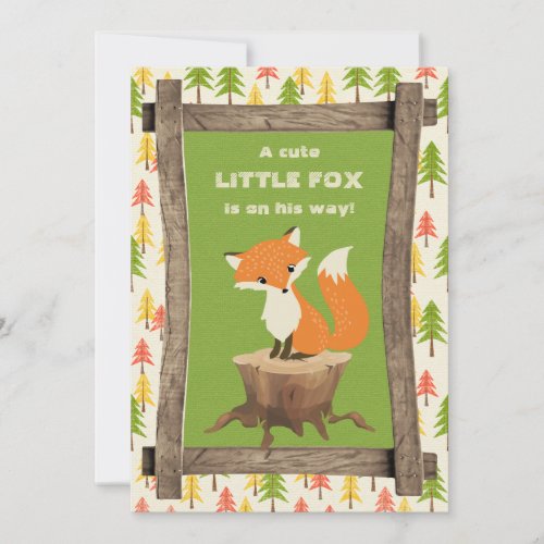 Rustic Little Fox Boy Baby Shower Invitation