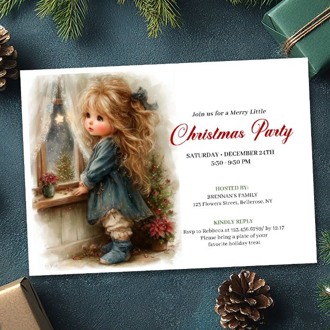 Rustic little girl awaiting Santa printable invite (Rustic little girl awaiting Santa printable invitation

)