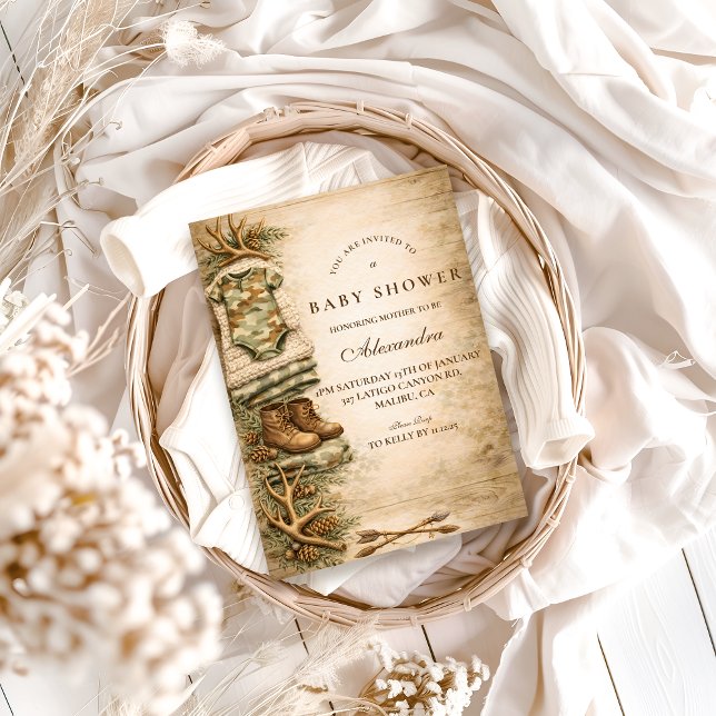 Rustic Little Hunter Woodland Baby Shower Invitation (Creator Uploaded)