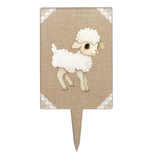 Rustic Little Lamb Baby Shower Cake Pick