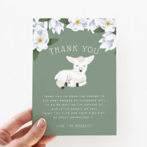 Rustic Little Lamb Floral Baby Shower Thank You Card