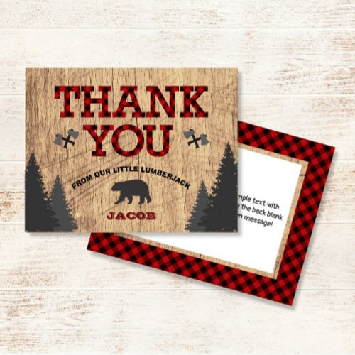 Rustic Little Lumberjack Buffalo Plaid Thank You