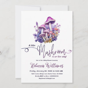 Rustic Little Mushroom Purple Woodland Baby Shower Invitation