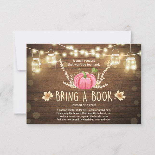 Rustic Little Pumpkin Baby Shower Bring a Book Invitation (Front)