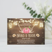 Rustic Little Pumpkin Baby Shower Bring a Book Invitation (Standing Front)