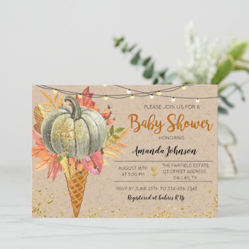 Rustic Little Pumpkin Baby Shower Invitation
