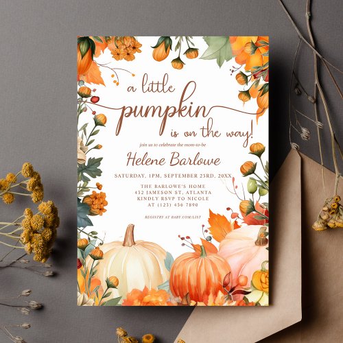 Rustic Little Pumpkin Fall Baby Shower Invitation