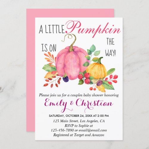 Rustic Little Pumpkin Fall Couples Baby Shower Invitation