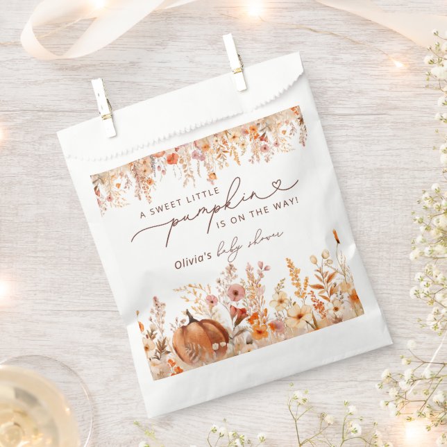 Rustic Little Pumpkin Fall Wildflowers Baby Shower Favor Bag (Clipped)