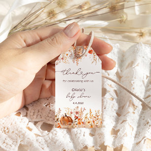 Rustic Little Pumpkin Fall Wildflowers Thank You Gift Tags