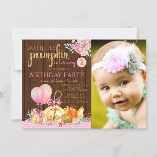 Rustic Little Pumpkin First Birthday Invitations