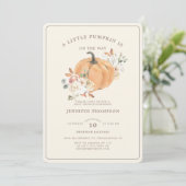 Rustic Little Pumpkin Floral Baby Shower Invitation (Standing Front)