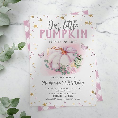 Rustic Little Pumpkin Girl First Birthday Invitation