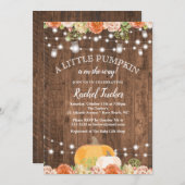 Rustic Little Pumpkin Mason Jar Lights Baby Shower Invitation (Front/Back)